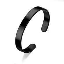 1 件时尚 4 毫米、6 毫米、8 毫米宽不锈钢 C 形开口袖口手链 - 现代简约设计，玫瑰金，彩虹蓝/灰和黑色，抛光饰面，简约优雅的日常不锈钢手镯可调节袖口，适合男士和女士日常佩戴，展现个人风格和多功能性 - 彩色 - 查看 24