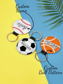 1pc Personalized Sublimation Keychain DIY Craft Kit Round Keychains For Everyone PU Leather Blanks Key Ring,Custom Name AndBall Pattern Gift. Ideal For Him, Her,Boyfriend,Girlfriend,Dad,Mom,Family,Friends, Wife, Husband,Pet, For Anniversaries,For Valentine's Day,For Christmas,For Mother's Day,For Father's Day For Holiday Gifts And Party Favors.
