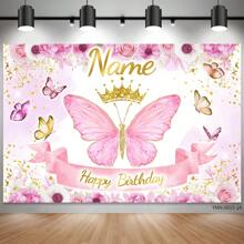 (Customized) Personalized Name, Elegant Butterfly Decorated Background, Polyester Material, Suitable For Wedding Anniversary, Birthday Party, First Photography Background, Ornamental,Reusable,Multi-Functional,Stylish,Exquisite,High-Quality,Colorful,Cartoon,Cute,Custom,Personalized,Unique,Ideal Gifts For Him,Ideal Gifts For Her,Her,Boyfriend,Girlfriend,Dad,Mom,Family,Friends,Son,Daughter,School Students,Workers,Kids,Office,Tea Room,School,Home