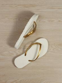 Sandalias planas tipo chanclas básicas para mujeres, sencillas, prácticas y multifuncionales. - Negro - Ver 2