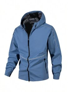 Men's Windproof Jacket, Waterproof, Breathable, With Hood, Zipper, Long Sleeves And Pockets, Ideal For Hiking, Jogging, Biking, Outdoor Fitness And Sports.