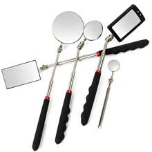 360° Inspection Mirror LED Light Telescoping Mirrors Extend Mechanic Tools Inspection Mirror Telescopic Handle Repairing Tools - Màu be - Xem 2