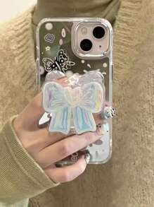 1 pieza Soporte colorido de cojín de aire con diseño de mariposa, soporte de escritorio ajustable y único para teléfono, diseño plegable, adecuado para niñas