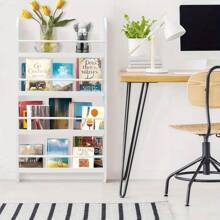 4 Layers Wooden White Wall Mounted Bookshelf Playroom MDF Magazine Rack Storage Rack Room Display Rack 117x60x 4.5CM - Variant1 - View 2