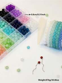 Perles de verre pour la confection de bijoux, kit de fabrication de bracelets avec 24 couleurs de perles en cristal de 8 mm, perles rondes convenant aux débutants