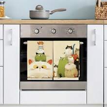 Paño para platos con estampado de gato, toalla de mano suave y absorbente, toalla de cocina, juego de toallas para el hogar, artículos de baño, paño de limpieza. Regalo para amantes de los gatos, regalo festivo, regalo de cumpleaños, toalla de té.