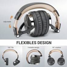 OneOdio 有线耳罩式耳机高分辨率录音室监听器和混音 DJ 立体声耳机，配备 50 毫米驱动器和 1/4 至 3.5 毫米插孔，用于 AMP 计算机录音播客键盘吉他笔记本电脑 - 黑色，适用于 Apple 手机、iPad、笔记本电脑、IOS、Android 用户、送给家人、朋友、孩子、生日、春季、男朋友、女朋友、节日、复活节的礼物，可折叠无线耳机，深低音，轻巧的游戏耳塞，内置麦克风，适合旅行和工作、成人，舒适耳罩式 - 灰色 - 查看 7