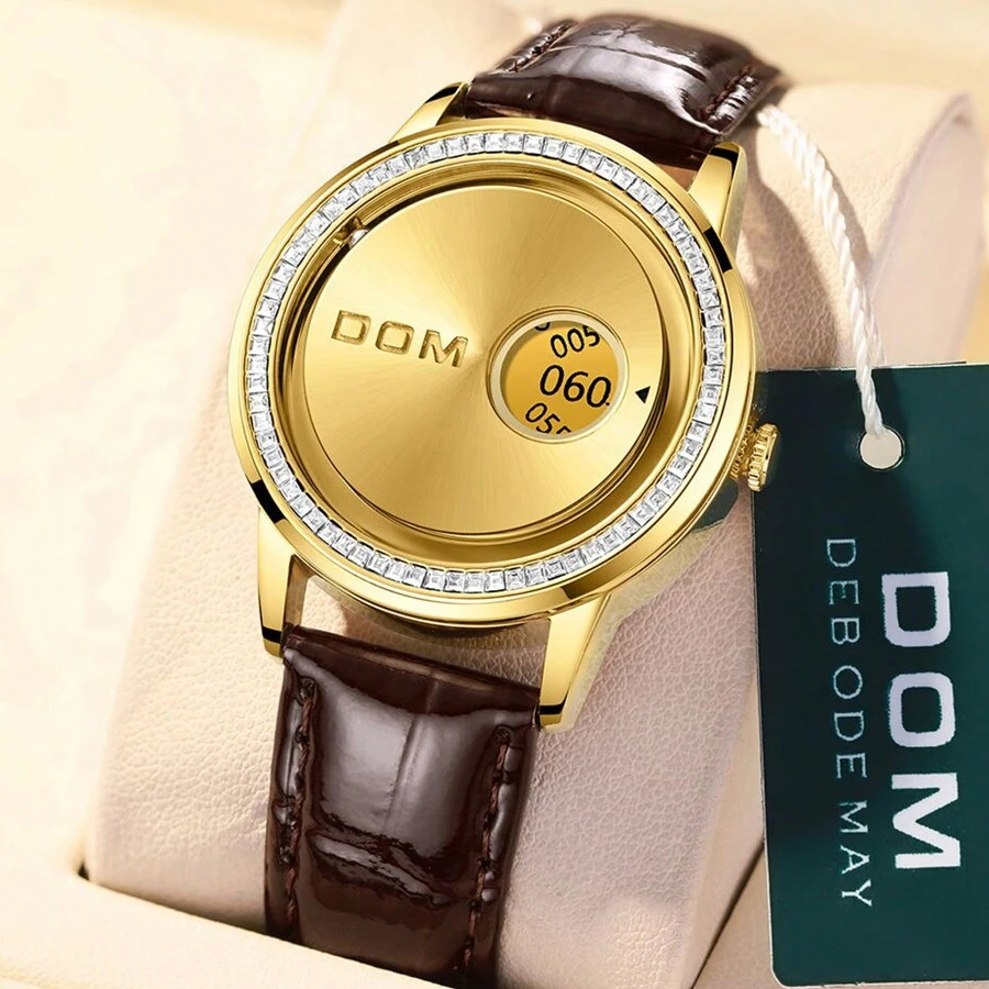 1 pieza Reloj de cuarzo con decoración de diamantes de imitación y suspensión magnética, impermeable, con diseño esférico de moda, correa casual, adecuado para decoración diaria, regalo