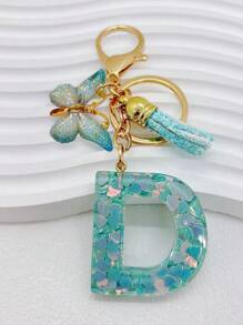 1 pieza Llavero de resina con letra inicial, llavero de coche para ella, dije para bolso y monedero, colorido y lindo, etiqueta con alfabeto como regalo para niñas, recuerdo, accesorios de coche, dije para bolso, accesorios escolares, gótico, Y2K, cordones de identificación con soporte