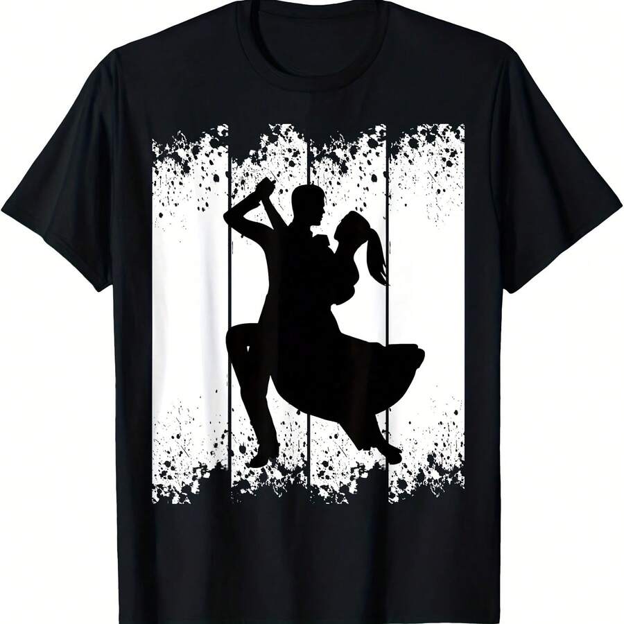 Vintage Ballroom Dancing Couple T-Shirt - Black - View 1