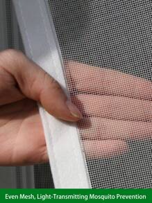 1 Pack White Self-Adhesive Mosquito Net – Classic Mesh Design, Invisible Rectangle, Reusable And Washable, Insect And Fly Protection Window Screen For Summer Use - White - View 5