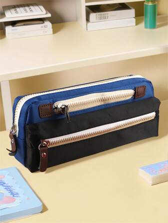 1pc Extra Large 3-Layer High Capacity Pencil Case, Camouflage Student Stationery Bag, Multi-Layer Large Capacity Pencil Pouch, Oxford Cloth Stationery Bag, High School & Middle School Student Pencil Box, Learning Supply Storage Bag