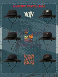 1pc Customized Drawstring Text/LOGO Unisex Summer Outdoor Casual Breathable Adjustable Bucket Hat, Summer Western Cowboy Hat Suitable For Outdoor, Mountaineering, Traveling, Hiking, Fishing, Best Choice For Gifts - Customized Pattern - View 3