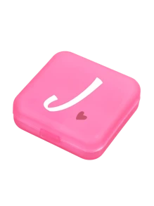 1pc Pink Love White Letter A-Z Pattern Cute And Portable Pill Box, Travel Pill Box, Large Pill Storage Device 4 Times A Day, Large Vitamin Daily Medication Storage Device, Large Pill Container, Medication Dispenser (Pink) - Perfect For Organizing Medication Anytime, Anywhere