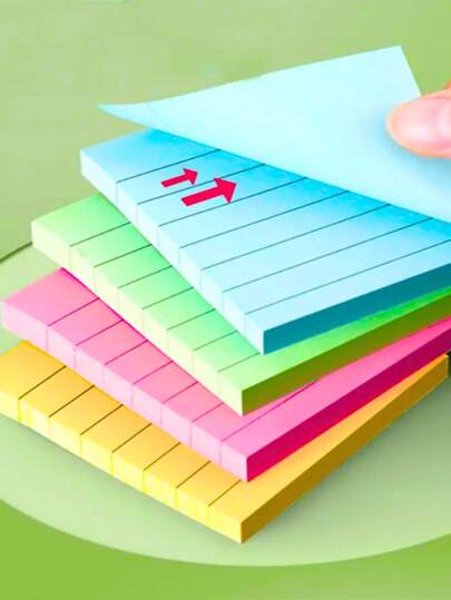 Recadinho Pautado Neon Organizador Planner Recadinho Lembrete Adesivo Notas Adesivas Com Linha Marcador de Página 75x75mm