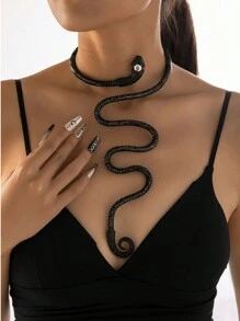 1 件黑蛇设计个性化夸张项链，女士时尚配饰，适合派对和宴会，是送给朋友的绝佳礼物