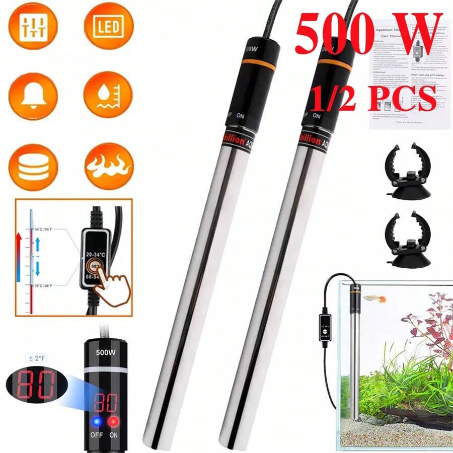 500W LCD Digital Aquarium Heater Submersible Fish Tank Thermostat Anti Explosion - View 1