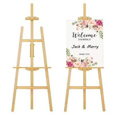 Easel Stand For Wedding, Easel Display Stand 59" Canvas Stand For Painting Wedding Poster, Wedding Welcome Sign With Stand, Wedding Table Plan Board, Wooden Easel Stand For Painting, Art Poster Easel, Easel Stand, Wooden Stand, Artist Easel, Drawing Easel Portable Easel For Painting Adults Kinds, Wedding, Display, Exhibition - Adjustable Canvas Height, Easy To Assemble, 1.5m/59inch School Decor School Surprise Dormitory Decor Back To School Home Decor Room Decor School Supplies
