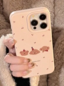 1 件白色带小红樱桃图案手机壳，适用于苹果手机 - 彩色 - 查看 2