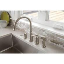 Moen Spot Resist Stainless One-Handle High Arc 4-Hole Kitchen Faucet With Side Sprayer And Soap Dispenser, 87042SRS - 1 - 查看 4