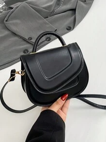 1pc Fashionable And Textured, Stylish Solid Color Embossed Shoulder Bag, Popular And Fashionable Crossbody Handbag Saddle Bag, Casual And Aesthetic Handbag, Simple And Fashionable Niche Solid Color Shoulder Crossbody Saddle Bag, Pu Material Magnetic Buckle Closure, Suitable For Girls To Go Out Shopping, Daily Use, Giving Gifts To Friends Is The Best Choice, A Must-Have Fashion Item - Saddle Bag - View 7