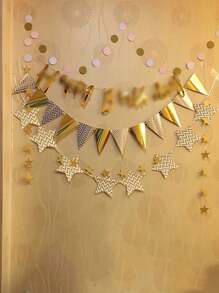 5m Banderines De Papel Plastico De Colores - Dorado - Ver 3