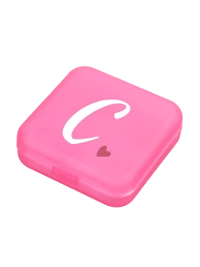 1pc Pink Love White Letter A-Z Pattern Cute And Portable Pill Box, Travel Pill Box, Large Pill Storage Device 4 Times A Day, Large Vitamin Daily Medication Storage Device, Large Pill Container, Medication Dispenser (Pink) - Perfect For Organizing Medication Anytime, Anywhere