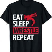 Eat Sleep Wrestle Repeat Funny Wrestling Wrestler Mens T-Shirt