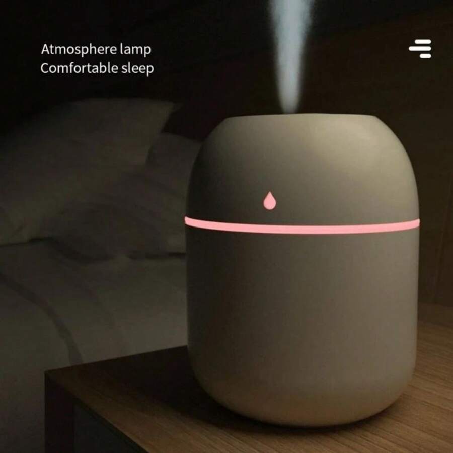 1 件迷你加湿器、芳香扩散器、USB 车载芳香系统、带情绪灯的可爱桌面装饰，有助于改善家庭、办公室、客厅、厨房、浴室的空气质量和睡眠