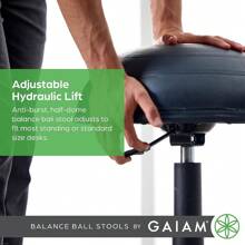 Balance Ball Chair Stool, Half-Dome Stability Ball Adjustable Tall Office - 黑色| 33英寸 - 查看 5