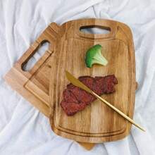 1 Kitchen Gadgets , Cheese Board, Tray, Cow Corner Fluted Tray, Wooden Tray, Serving Tray, Home/Restaurant/Party, Vegetable Board, Serving Board, Steak Board, - Brown - View 9