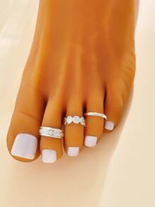 3pcs/Set Fashionable Golden Floral Decor Women Toe Rings, Suitable For Beach, Party, Date, Daily Wear - Multicolor - View 8