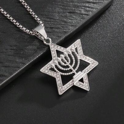 Steel Gold-Plated Of David Pendant Necklace Stainless Steel Hexagram Men's And Women's Pendant Necklace