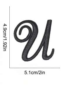 2pcs Black English Letter Embroidered Iron-On Patches, For Clothing, Backpacks, Pen Bags, Name Marking - Black - View 21