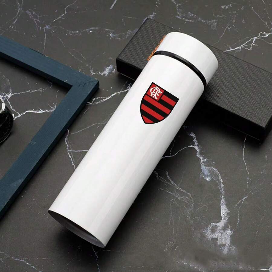 Personalized Football Team Bottle With Led Digital Temperature Meter 500ml - White Flamengo - View 1
