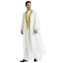 Muslimischer arabischer Herren/Kinder Stickerei leichte Langarm Schiffon/undurchsichtig 3/4 Arm dünne Kimono Oberbekleidung
