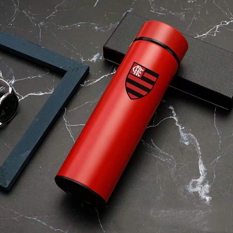 Personalized Football Team Bottle With Led Digital Temperature Meter 500ml - Red Flamengo - View 1