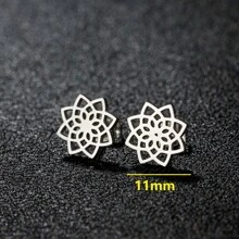 1 Pair Of Seed Of Life Mandala Stud Earrings - Stainless Steel, Geometric Floral Design For Women Earrings - Perfect For Everyday Wear With Spiritual Jewelry