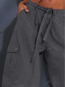 Pantaloni cargo casual da donna, Boyfriend Relaxed Fit Trousers, Pantaloni lunghi estivi alla moda da signora con tasche, P Pantaloni larghi con vita e traforo, adatti per vacanze, festival musicali Quotidiani, casual, spiaggia, viaggi