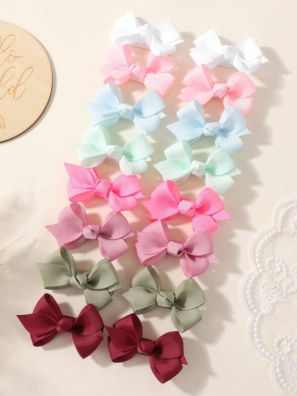 16 piezas Pinzas para el cabello de bebé con lazo de doble capa de unicolor, accesorios para el cabello de bebé lindos y a juego, adecuados para todas las estaciones