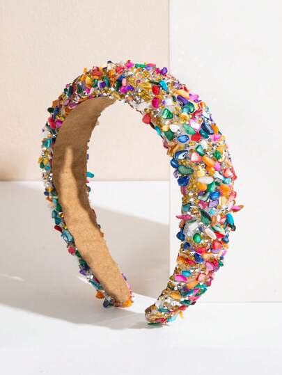 1pc Korean Baroque Style Exaggerated 7-Color Crystal Candy Sponge Wide-Brimmed Headband, Suitable For Women Attending Banquet Party,Hairband,Hair Hoop Headbands ,Head Piece Hair Accessories Head Accessories