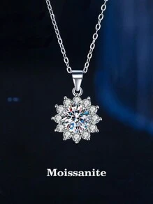 1 件奢华 925 银 1 克拉莫桑石雪花项链，适合女性日常佩戴、派对、节日、情人节、母亲节、结婚纪念日、女士珠宝礼物 - 項鍊 - 查看 1