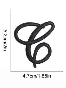 2pcs Black English Letter Embroidered Iron-On Patches, For Clothing, Backpacks, Pen Bags, Name Marking - Black - View 12
