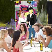 1 Piece Rock And Roll Party Banner Decoration, 50's Photography Restaurant Backdrop For Birthday, Photo Booth Prop Party Decoration