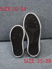 White Canvas Shoes, Toddler Mid-Top Basketball Shoes, Children's Casual Canvas Sneakers, Korean Style, Simple Design, Suitable For Boys & Girls, Spring/Autumn, Low-Top Lace-Up Vulcanized Shoes, Classic Low-Top Canvas Shoes, Fashionable & Versatile Casual Sports Skateboarding Shoes For Kids - White - View 6