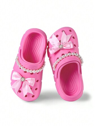 HOEASE 1 Pair Girls Fashion Breathable Hollow Soft-Soled EVA Slip-On Casual Garden Shoes, Suitable For Indoor & Outdoor, All Season