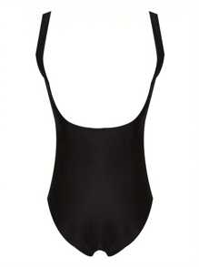 Women One Piece Swimsuit Sleeveless Deep V Neck Ruched Open Back High Cut Plus Size Swimwear