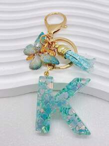 1 pieza Llavero de resina con letra inicial, llavero de coche para ella, dije para bolso y monedero, colorido y lindo, etiqueta con alfabeto como regalo para niñas, recuerdo, accesorios de coche, dije para bolso, accesorios escolares, gótico, Y2K, cordones de identificación con soporte