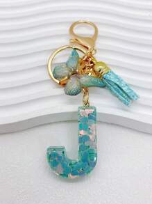 1 pieza Llavero de resina con letra inicial, llavero de coche para ella, dije para bolso y monedero, colorido y lindo, etiqueta con alfabeto como regalo para niñas, recuerdo, accesorios de coche, dije para bolso, accesorios escolares, gótico, Y2K, cordones de identificación con soporte