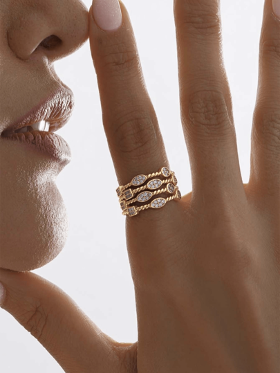 1 Piece Set S925 Silver Zirconia Inlay Stackable Thin Ring, European & American Minimalist Style Jewelry, Suitable For Christmas, Valentine's Day, Daily Wear For Women